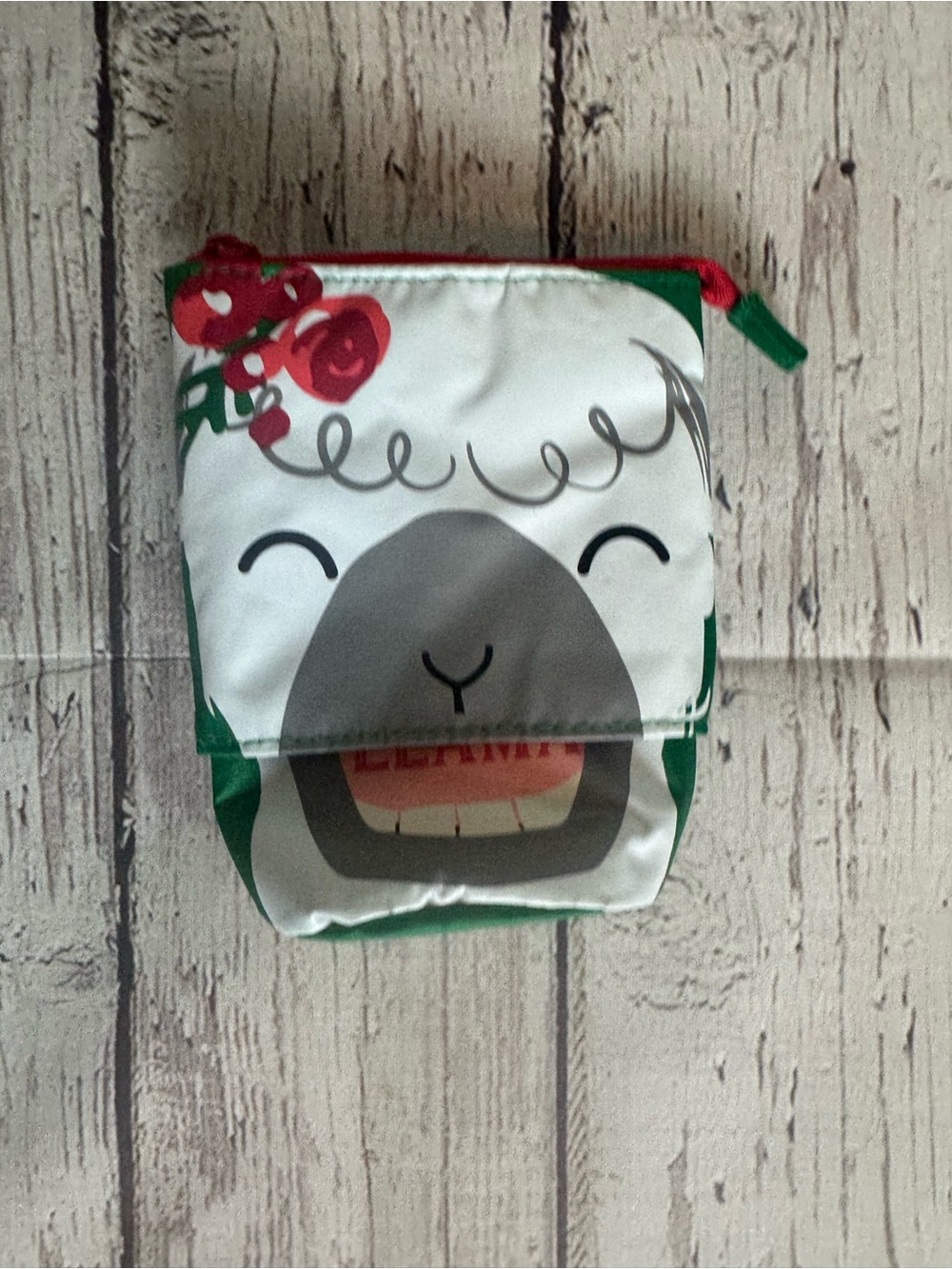 Thirty One Llama insulated pop up Cute Kids holiday bag - White & red & Green